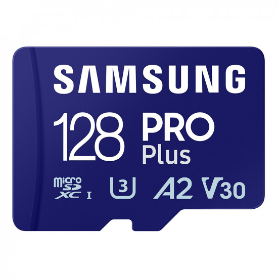 Samsung Memory Card PRO Plus (MB MD128SA/EU) MicroSDXC, Adapter, 128GB, UHS I, U3, V30, A2, 180MB/s, Waterproof White Samsung Memory Card PRO Plus (MB MD128SA/EU) MicroSDXC, Adapter, 128GB, UHS I, U3, V30, A2, 180MB/s, Waterproof White
