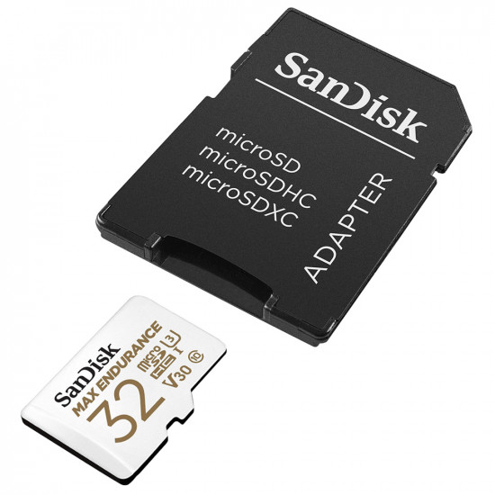SanDisk Memory Card Max Endurance (SDSQQNR 032G GN6IA) Micro SDHC, 32GB, Class 10, Read 100MB/s, UHS I U3, V30 White SanDisk Memory Card Max Endurance (SDSQQNR 032G GN6IA) Micro SDHC, 32GB, Class 10, Read 100MB/s, UHS I U3, V30 White