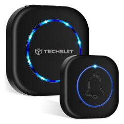 Techsuit Premium Wireless Doorbell Buzzzly (SU1) Waterproof, 38 Unique Tune, 4 Volume Levels, 5 Modes Music/Flash Black