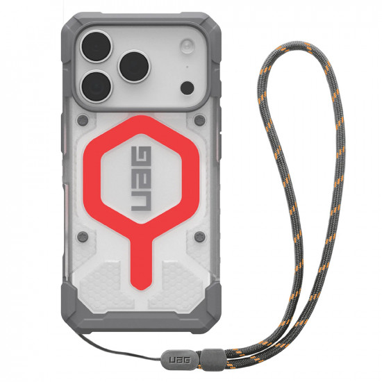 UAG Pathfinder Clear MagSafe iPhone 17 Pro Active Lava Lanyard