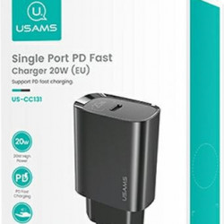 USAMS Wall Charger 1xUSB-C T39 20W PD3.0 Fast Charging black CC131TC01 (US-CC131)