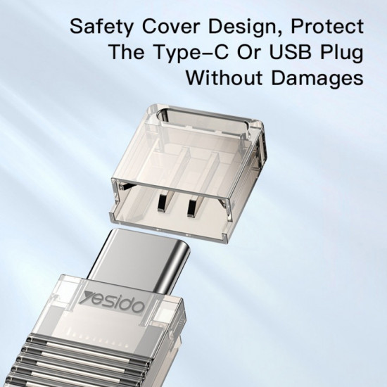 Yesido  Card Reader (GS21)  USB to Type C, TF Card, 480Mbps  Transparent