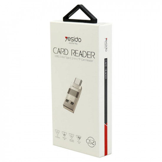 Yesido  Card Reader (GS21)  USB to Type C, TF Card, 480Mbps  Transparent
