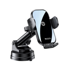 Yesido  Car Holder with Wireless Charging (C197)  for Windshield and Dashboard, 15W  Black