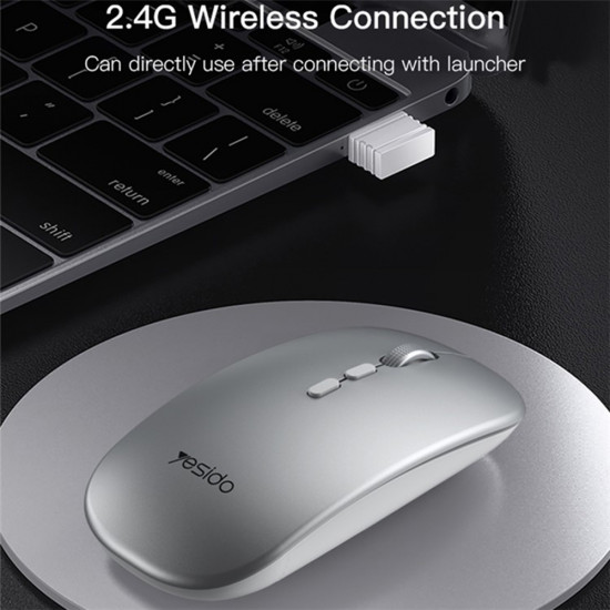 Yesido  Wireless Mouse (KB15)  800/1200/1600DPI, 2.4G Connection  Silver