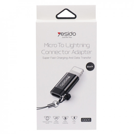 Yesido  OTG Adapter (GS05)  Lightning to Micro USB, Plug & Play, 480Mbps  Black