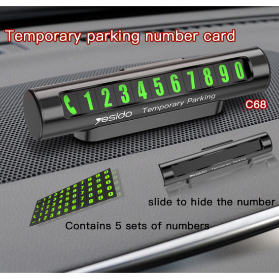 Yesido  Parking Number (C68)  for Dashboard  Black