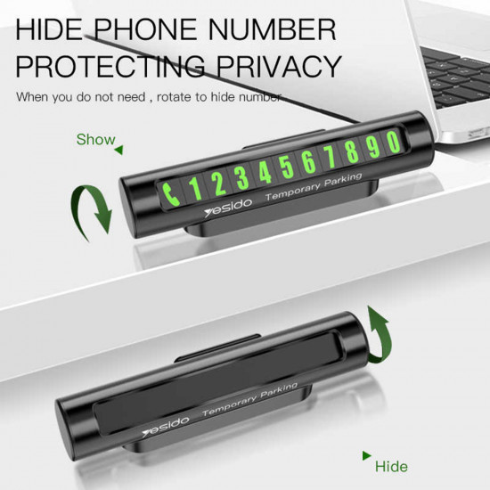 Yesido  Parking Number (C68)  for Dashboard  Black