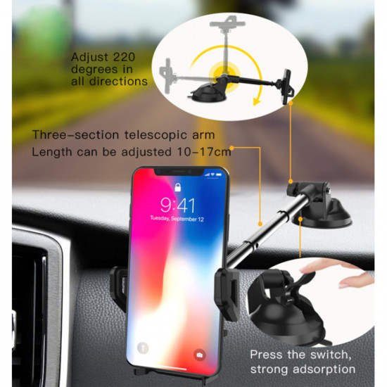 Yesido  Car Holder (C40)  Extendable Arm for Dashboard, Windshield  Black