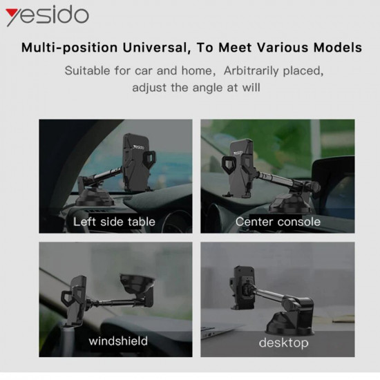 Yesido  Car Holder (C40)  Extendable Arm for Dashboard, Windshield  Black