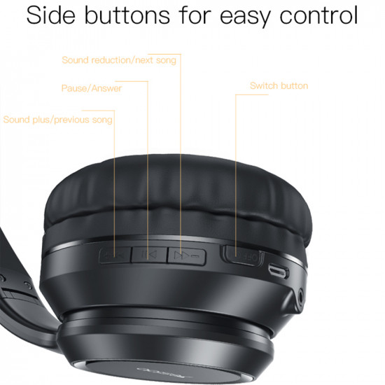 Yesido  Wireless Headphones (EP03)  Foldable with Noise Canceling, Super Bass  Black