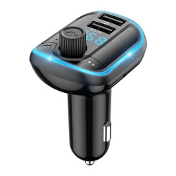 Yesido  FM Modulator with Car Charger (Y44)  2xUSB A, with LED Display, RGB Light, 3.1A  Black
