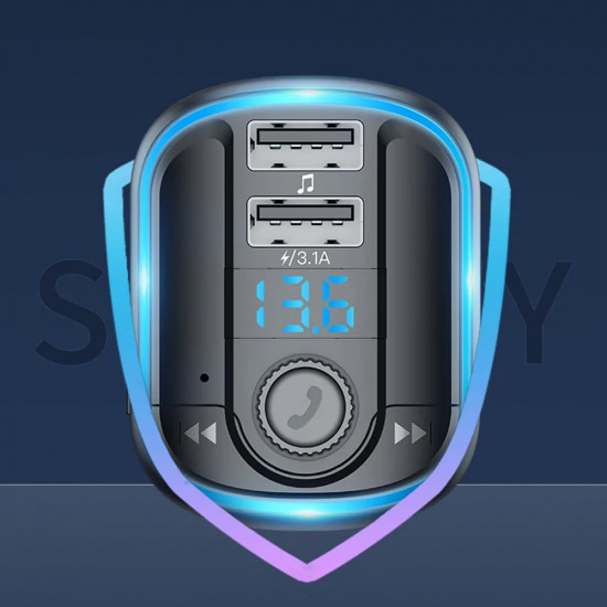 Yesido FM Modulator with Car Charger (Y44) 2xUSB A, with LED Display, RGB Light, 3.1A Black Yesido FM Modulator with Car Charger (Y44) 2xUSB A, with LED Display, RGB Light, 3.1A Black