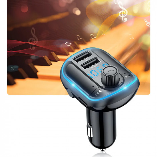 Yesido FM Modulator with Car Charger (Y44) 2xUSB A, with LED Display, RGB Light, 3.1A Black Yesido FM Modulator with Car Charger (Y44) 2xUSB A, with LED Display, RGB Light, 3.1A Black
