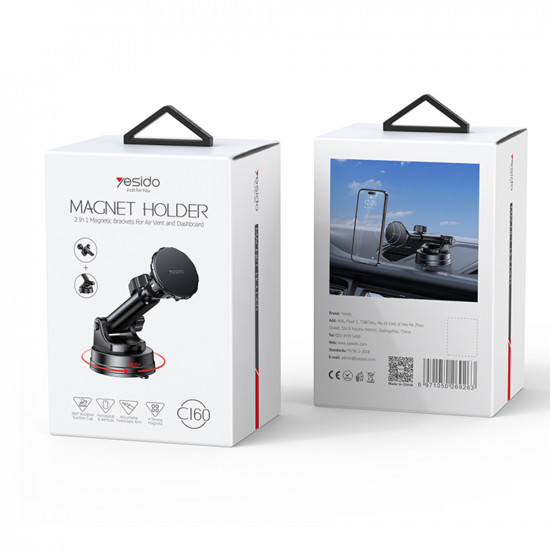 Yesido  Car Holder (C160)  for Dashboard, Air Vent, 360 Degree Multi Angle Adjustment  Black