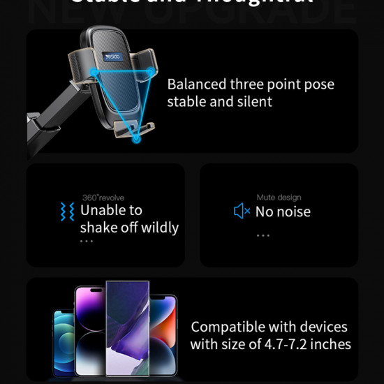 Yesido Car Holder (C262) Gravity Grip, for Dashboard and Windshield Black Yesido Car Holder (C262) Gravity Grip, for Dashboard and Windshield Black