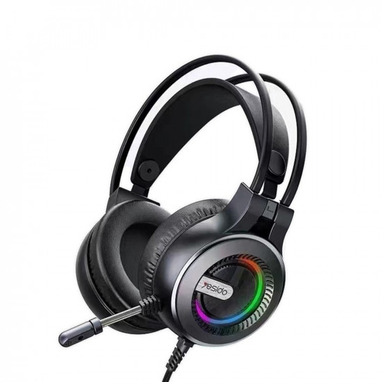 Yesido  Wired Headphones (EK02)  for Gaming, Jack 3.5mm, with Microphone, RGB LED Lights  Black