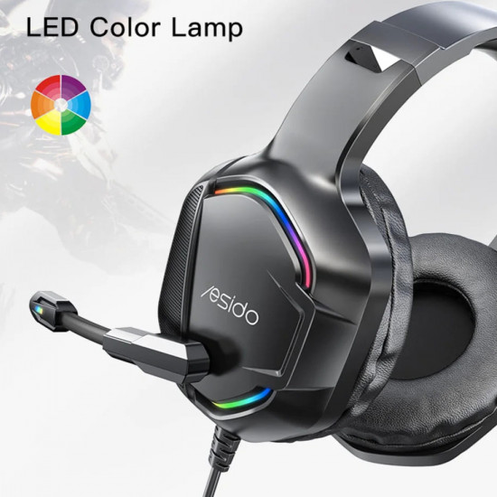 Yesido  Wired Headphones (EK01)  for Gaming, Jack 3.5mm, with Microphone, RGB LED Lights  Black