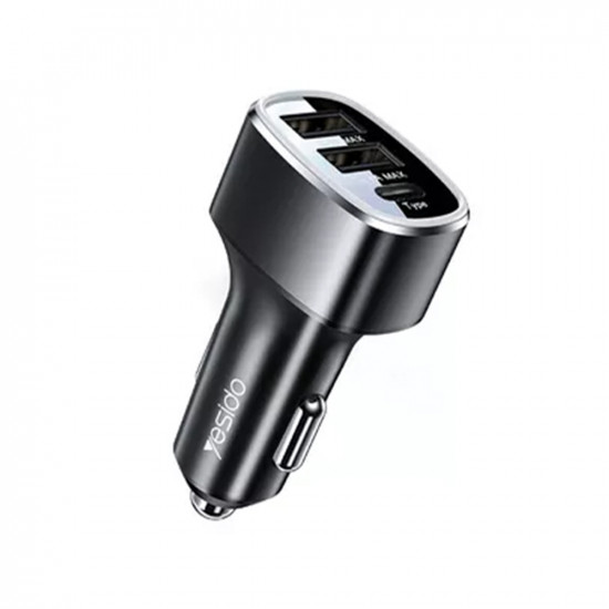 Yesido Car Charger (Y47) Dual USB, Type C, Fast Charging, 49W, Aluminum Alloy Black Yesido Car Charger (Y47) Dual USB, Type C, Fast Charging, 49W, Aluminum Alloy Black
