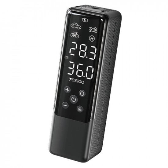 Yesido  Inflation Pump (VC05)  Portable, Digital Display, Flashlight, 50W  Black