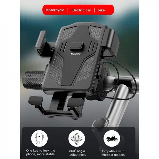 Yesido Bike Holder (C94) Automatic Grip, Front Straps Black Yesido Bike Holder (C94) Automatic Grip, Front Straps Black