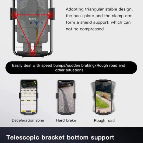 Yesido Bike Holder (C94) Automatic Grip, Front Straps Black Yesido Bike Holder (C94) Automatic Grip, Front Straps Black