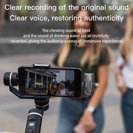 Yesido  (2 pack) Wireless Lavalier Microphones (KR15)  3 in 1 Receiver, TC, Lighting, 3.5mm Jack, 2.4GHz  Black