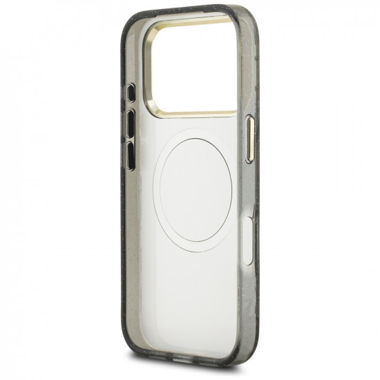 Guess IML Glitter Flowers Triangle MagSafe case for iPhone 17 Pro Max black