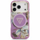 Case Guess IML Glitter Flowers Triangle MagSafe for iPhone 17 Pro Max purple