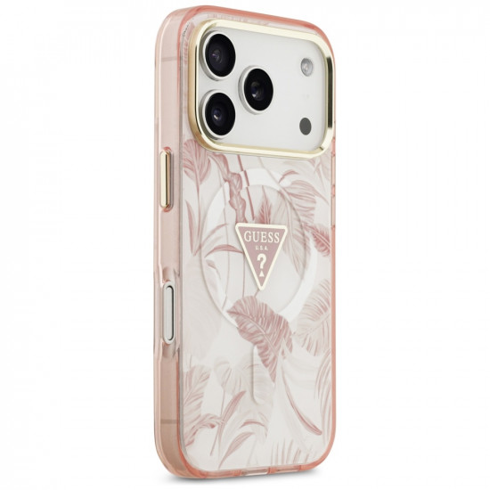 Guess Jungle Tonal Triangle MagSafe Case for iPhone 17 Pro Pink