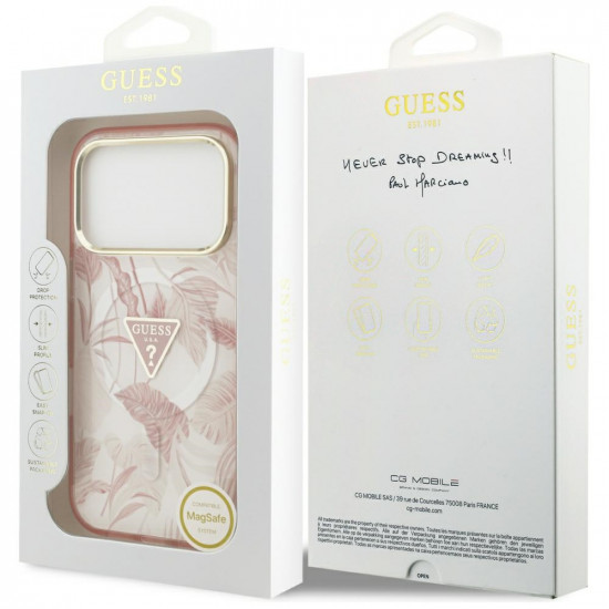 Guess Jungle Tonal Triangle MagSafe Case for iPhone 17 Pro Pink