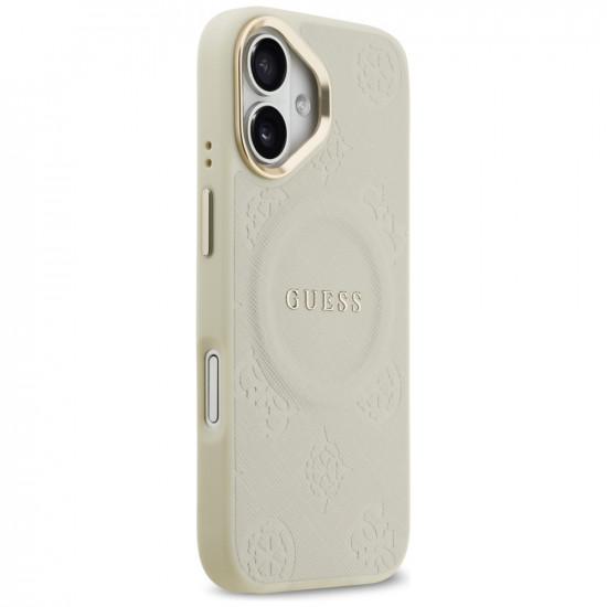 Case Guess Peony Hot Stamp MagSafe for iPhone 17 beige