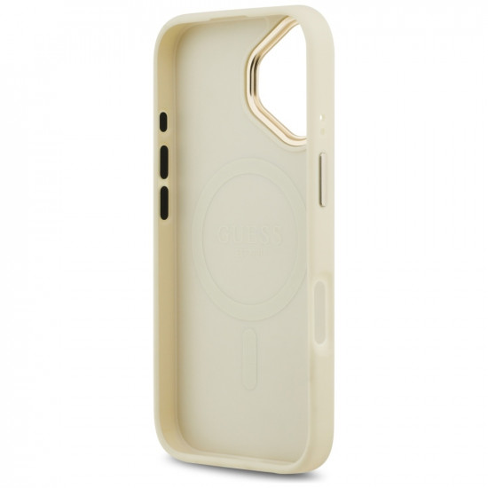 Case Guess Peony Hot Stamp MagSafe for iPhone 17 beige