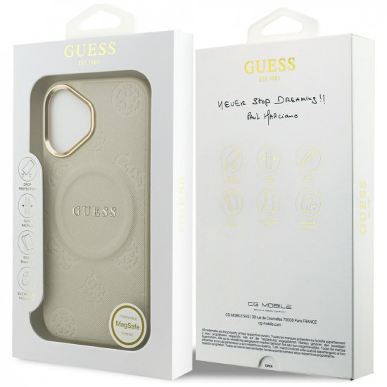 Case Guess Peony Hot Stamp MagSafe for iPhone 17 beige