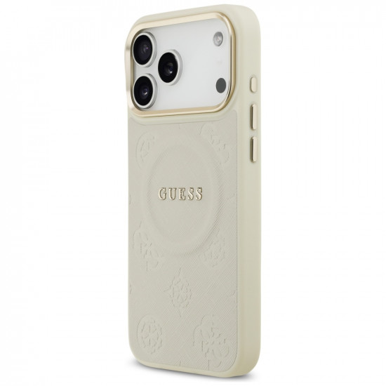 Case Guess Peony Hot Stamp MagSafe for iPhone 17 Pro Max beige