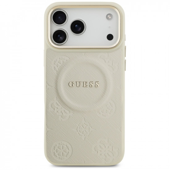 Case Guess Peony Hot Stamp MagSafe for iPhone 17 Pro Max beige