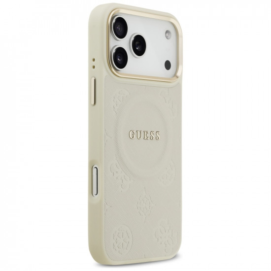 Case Guess Peony Hot Stamp MagSafe for iPhone 17 Pro Max beige