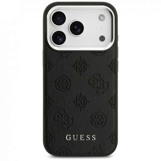 Guess Peony Hot Stamp Script MagSafe Case for iPhone 17 Pro Black