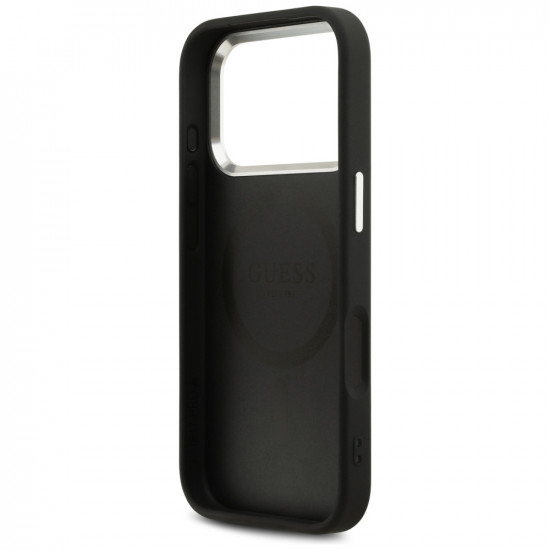 Guess Peony Hot Stamp Script MagSafe Case for iPhone 17 Pro Black