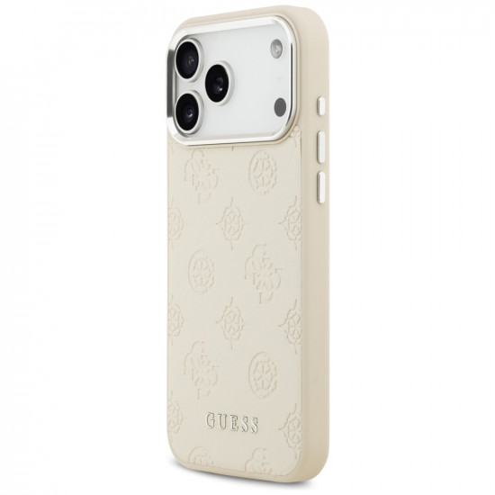 Guess Peony Hot Stamp Script MagSafe Case for iPhone 17 Pro Max Beige