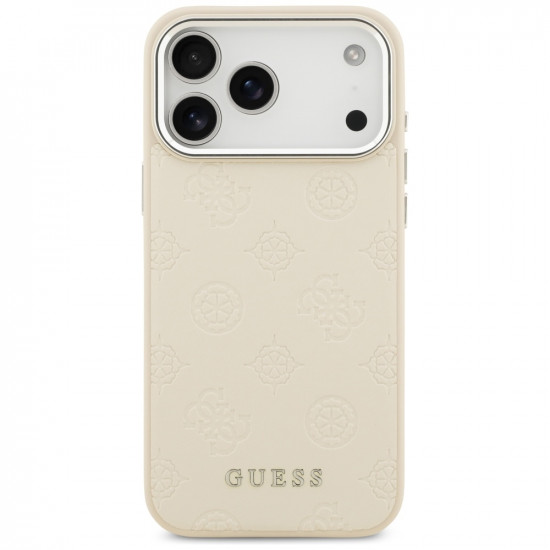 Guess Peony Hot Stamp Script MagSafe Case for iPhone 17 Pro Max Beige