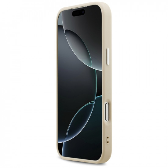 Guess Peony Hot Stamp Script MagSafe Case for iPhone 17 Pro Max Beige