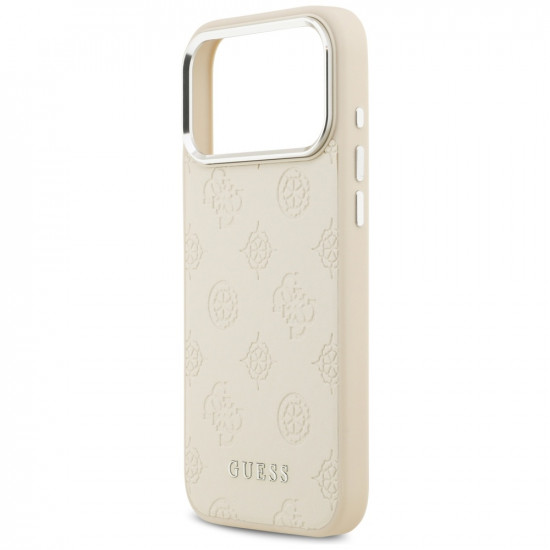 Guess Peony Hot Stamp Script MagSafe Case for iPhone 17 Pro Max Beige