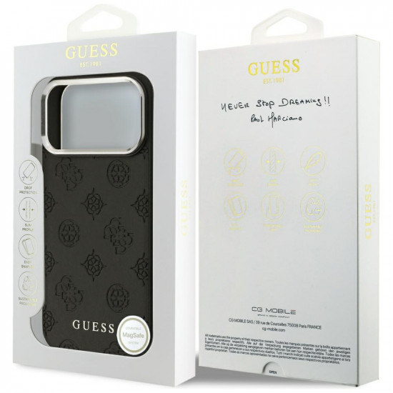 Guess Peony Hot Stamp Script MagSafe Case for iPhone 17 Pro Max Black