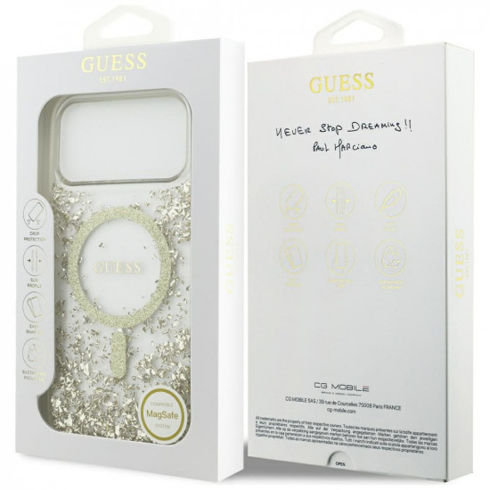 Guess Resin Bottom Glitter MagSafe case for iPhone 17 Pro Max gold Guess Resin Bottom Glitter MagSafe case for iPhone 17 Pro Max gold
