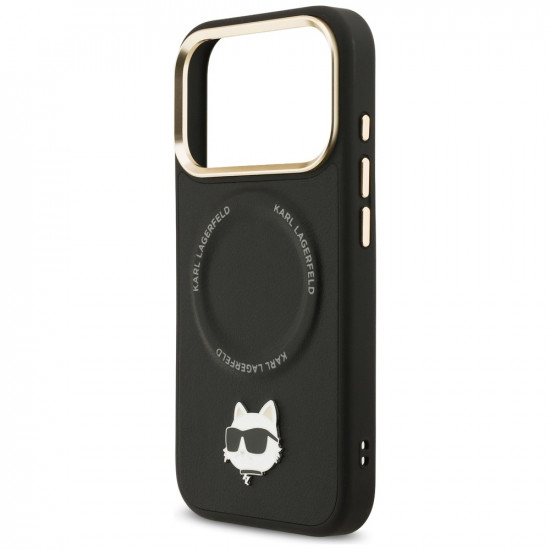 Karl Lagerfeld Big Strap Choupette Metal Logo MagSafe Case for iPhone 17 Pro Black