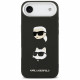 Karl Lagerfeld FW Grained Karl & Choupette Heads Pins & Logo Case for iPhone Air Black
