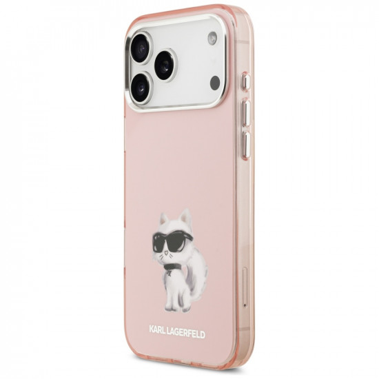 Karl Lagerfeld IML Aquarelle Choupette & Logo MagSafe Case for iPhone 17 Pro Pink