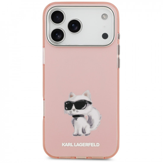 Karl Lagerfeld IML Aquarelle Choupette & Logo MagSafe Case for iPhone 17 Pro Pink