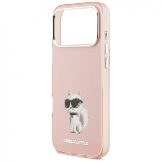 Karl Lagerfeld IML Aquarelle Choupette & Logo MagSafe Case for iPhone 17 Pro Pink